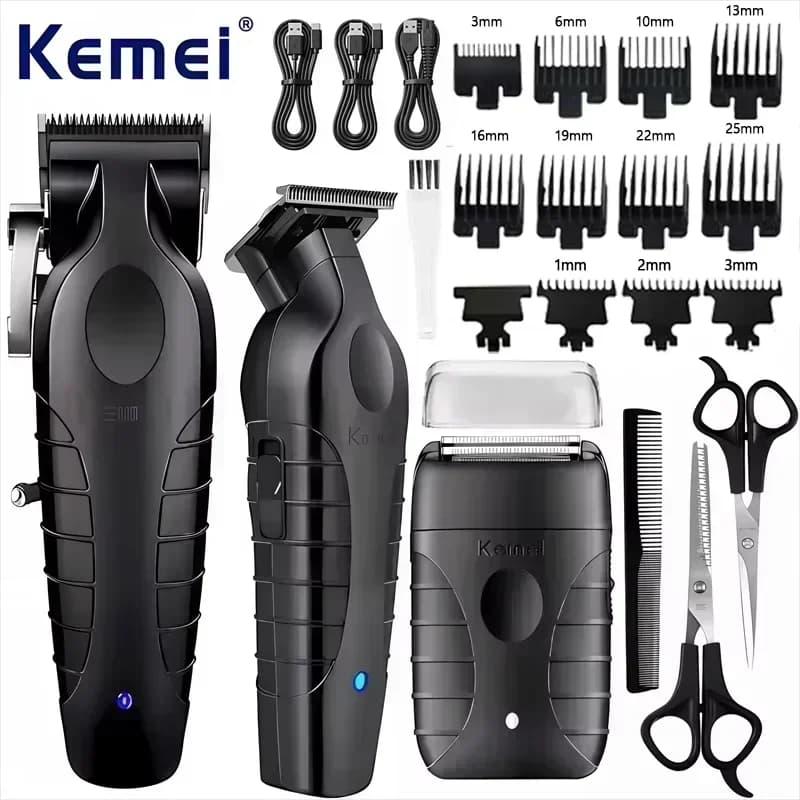 Kemei Kit Haircuts Professional Electric Shaver Machine for Cutting Male Hair Kit Haircuts for Men Electric Trimmer