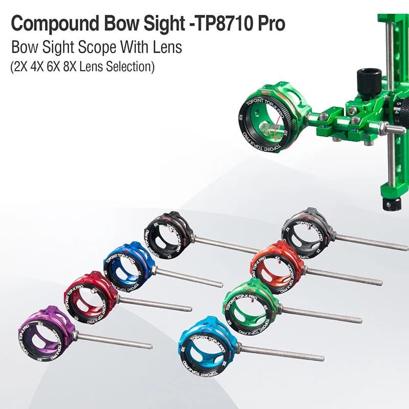 Tiro con l'arco Compound Bow Sight Pin TP8710-Pro con 2x/4x/6x/8x Lens Scope 30mm MagnifyGlass Competition Shooting accessori per la caccia