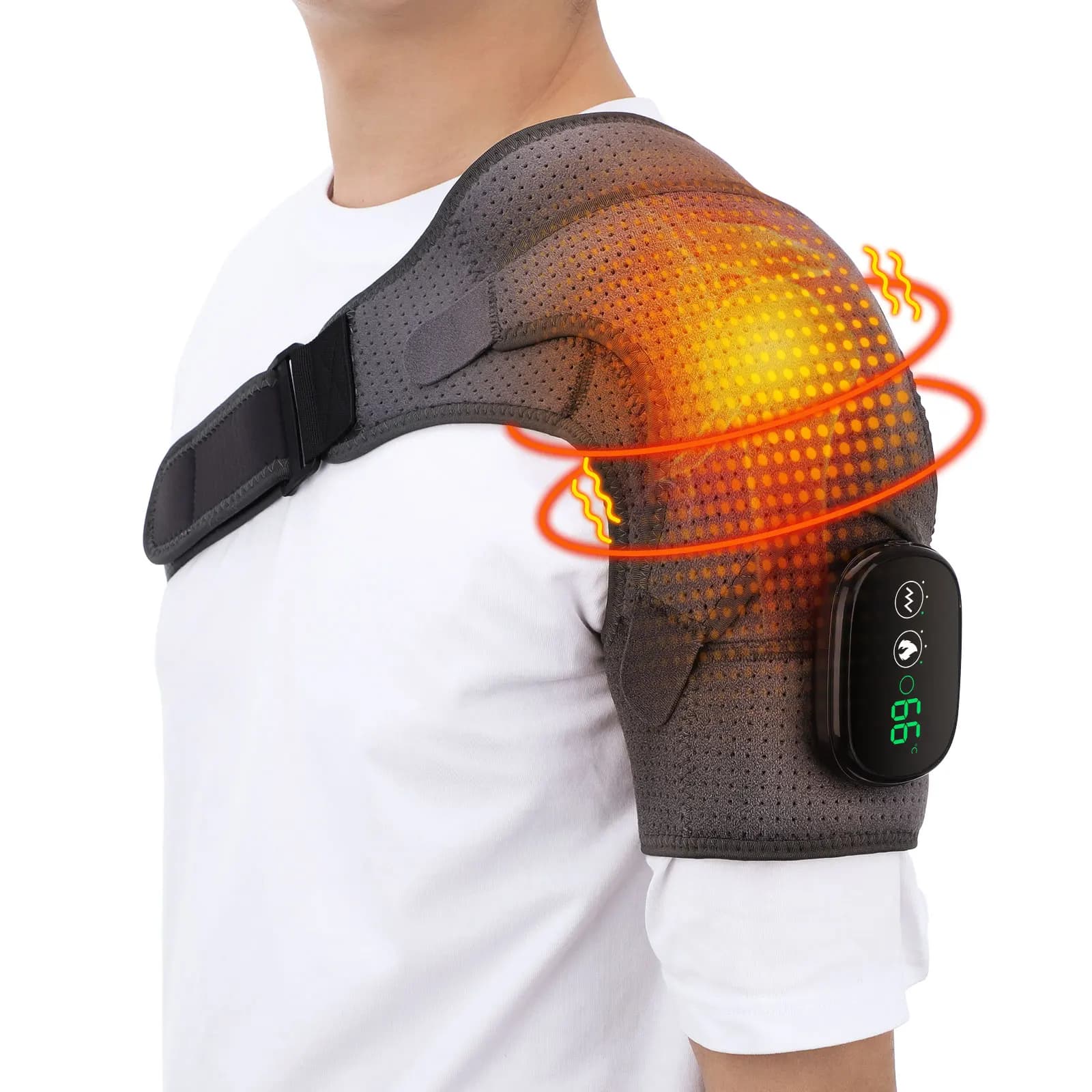 Riscaldamento elettrico Massaggiatore per spalle Massaggio a vibrazione Cintura di supporto per tutore per spalla Ricaricabile Scaldino per ginocchio Cuscino per cintura a 3 marce