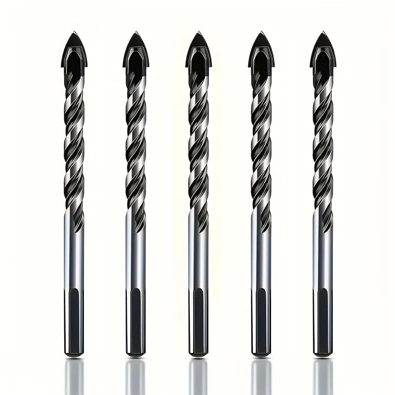 5Pcs Carbide Cross Spear Tip Drill Bit Set, Multi-Material Masonry Drill Bits for Tile, Glass, Brick & Wood DIY