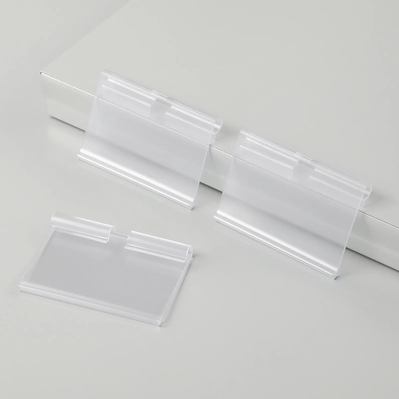 60 Pezzi Etichette per Scaffali da Supermercato, Portaetichette in Plastica Riutilizzabili, Clip per Cartellini Prezzi, Supporti per Cartelli in Plastica per Negozi al Dettaglio
