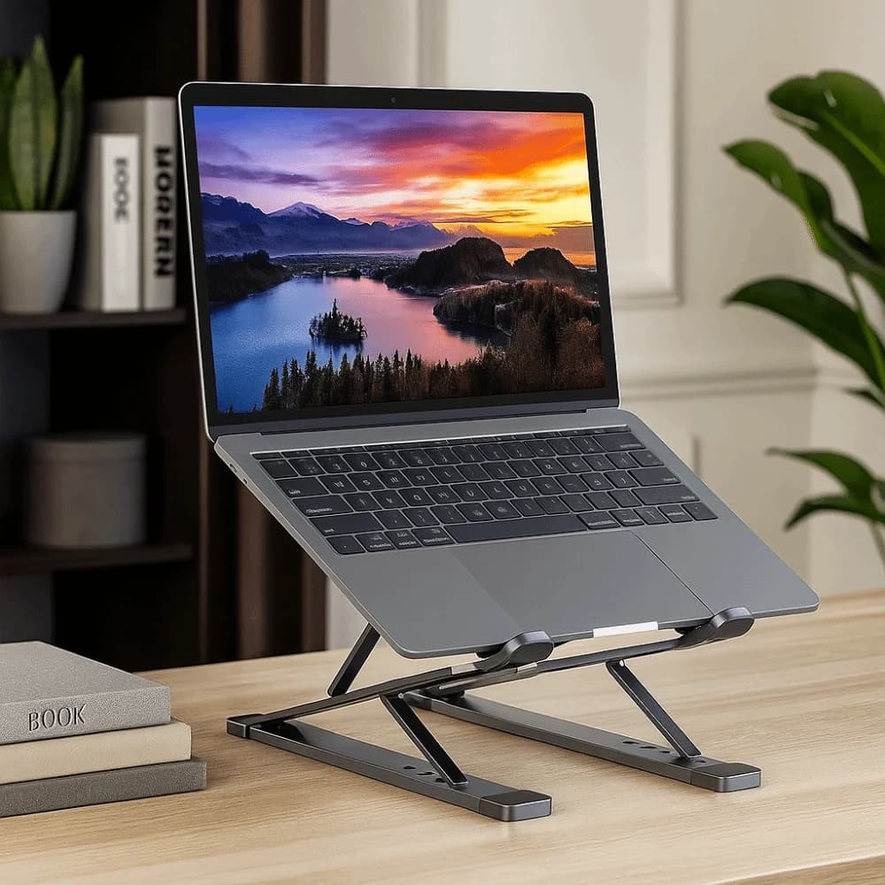 Supporto per Laptop Regolabile e Durevole, Stand per Notebook a Doppio Strato con Ventilazione, Supporto Pieghevole per Desktop