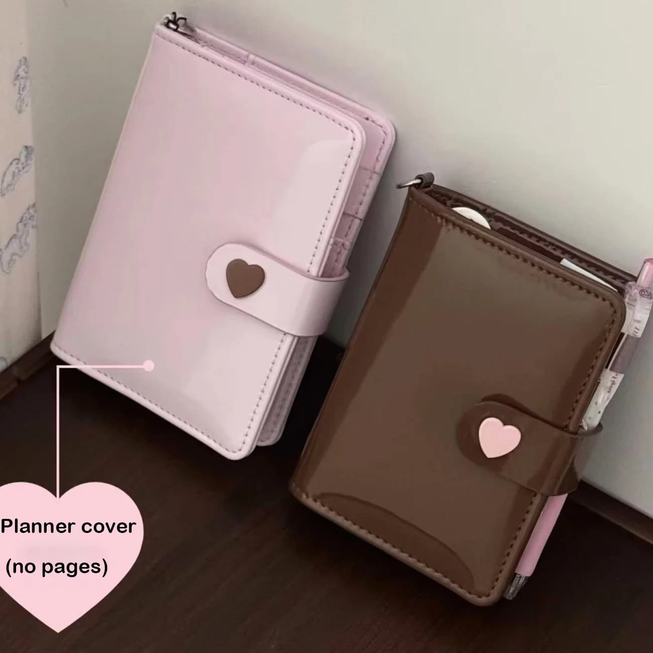 Korean-style New M5 Pink-brown Chocolate Genuine Leather Binder Notebook Instagram-style Planner Portable Student Diary Notebook