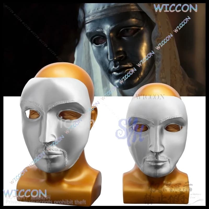 Baldwin IV Cosplay Horror Anime Silver Retro Face 3D Polylactic Acid Mask Movie Stage Halloween Christmas Gifts Cos Customized