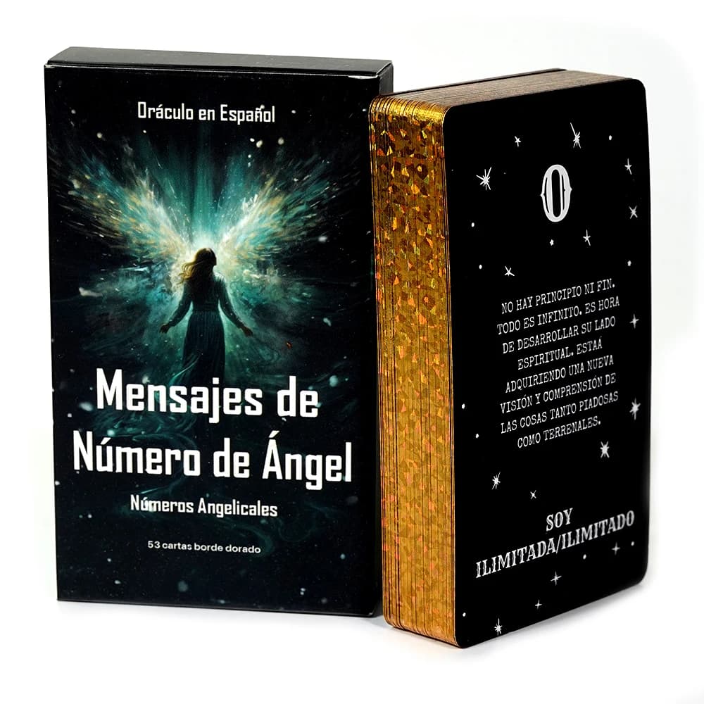 Oráculo en Español Mensajes de Número de Ángel 53 Cartas Números Angelicales Angelo Numero Messaggi Carte dei Tarocchi Mazzo Bordo Dorato