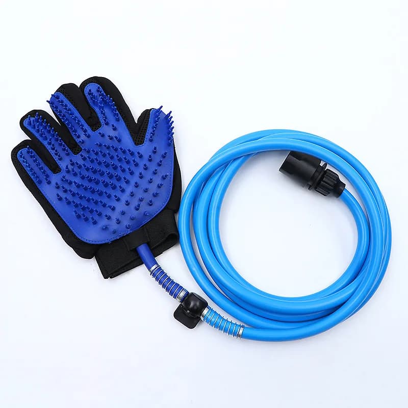 Pet Grooming Shower Glove with Hose – 5-Finger Massage Washing Brush for Cats Dogs, Bathing Cleaning Tool, Free Shipping