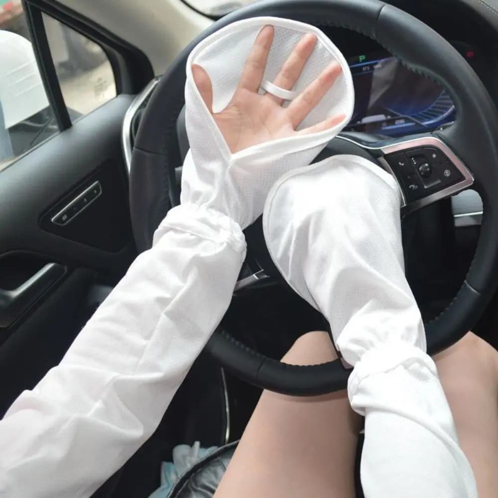 Simple Anti-UV Sun Protection Sleeves Breathable Sunscreen Cycling Arm Cover Loose Elastic Ice Silk Sleeve Driving Protection