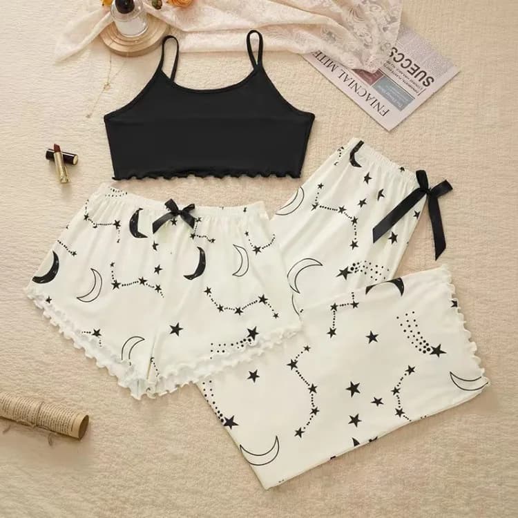 Pajamas three-piece women's spring and autumn popular new products are hot-selling European and American loungewear women