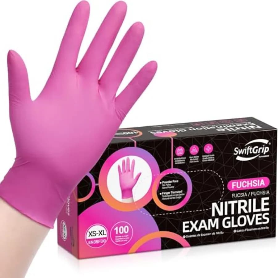 Guanti in Nitrile SwiftGrip Senza Polvere 3-mil, Guanti Monouso in Nitrile Senza Lattice e Senza Polvere - Rosa/Fucsia