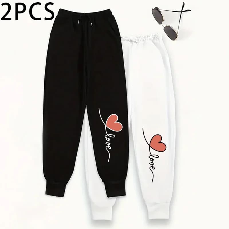 2 Piece Set Female Sweatpants Fleece Lined Jogging Pants with Athletic Trousers 2025 Fall Winter Home Outdoor Casual Pants 2pack