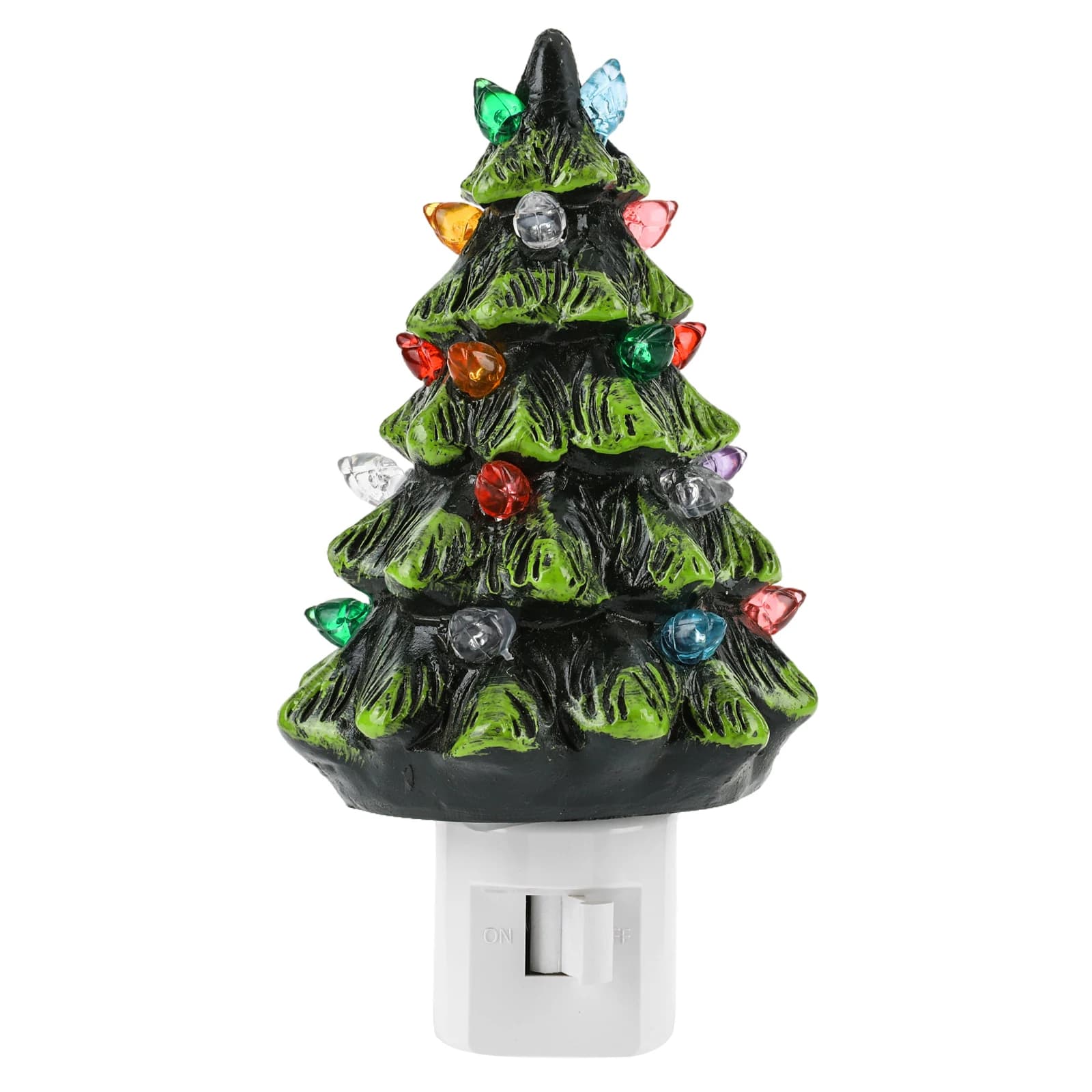 Luce Notturna a Forma di Albero di Natale in Resina con Spina Girevole a 360 Gradi per Decorazioni Domestiche (Bianco)
