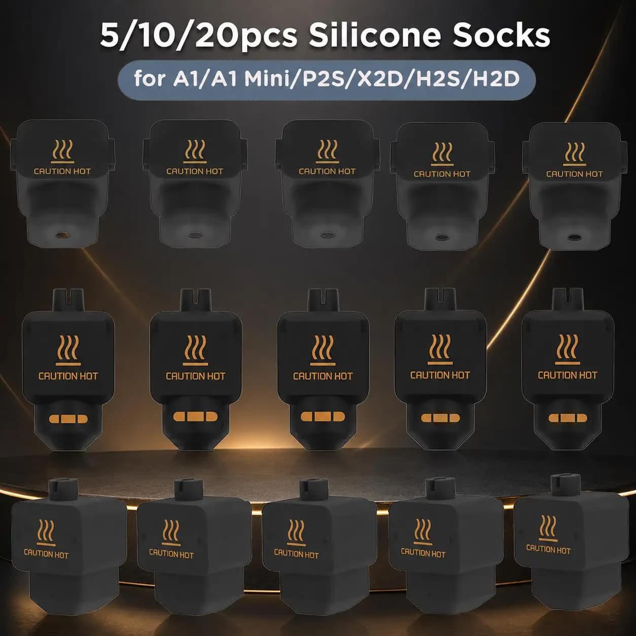 5/10/20 Pack Silicone Socks for Bambu Lab A1 A1 Mini P2S X2D Heating Block Kit Hotend Heat Insulation Case Cover 3D Printer Part