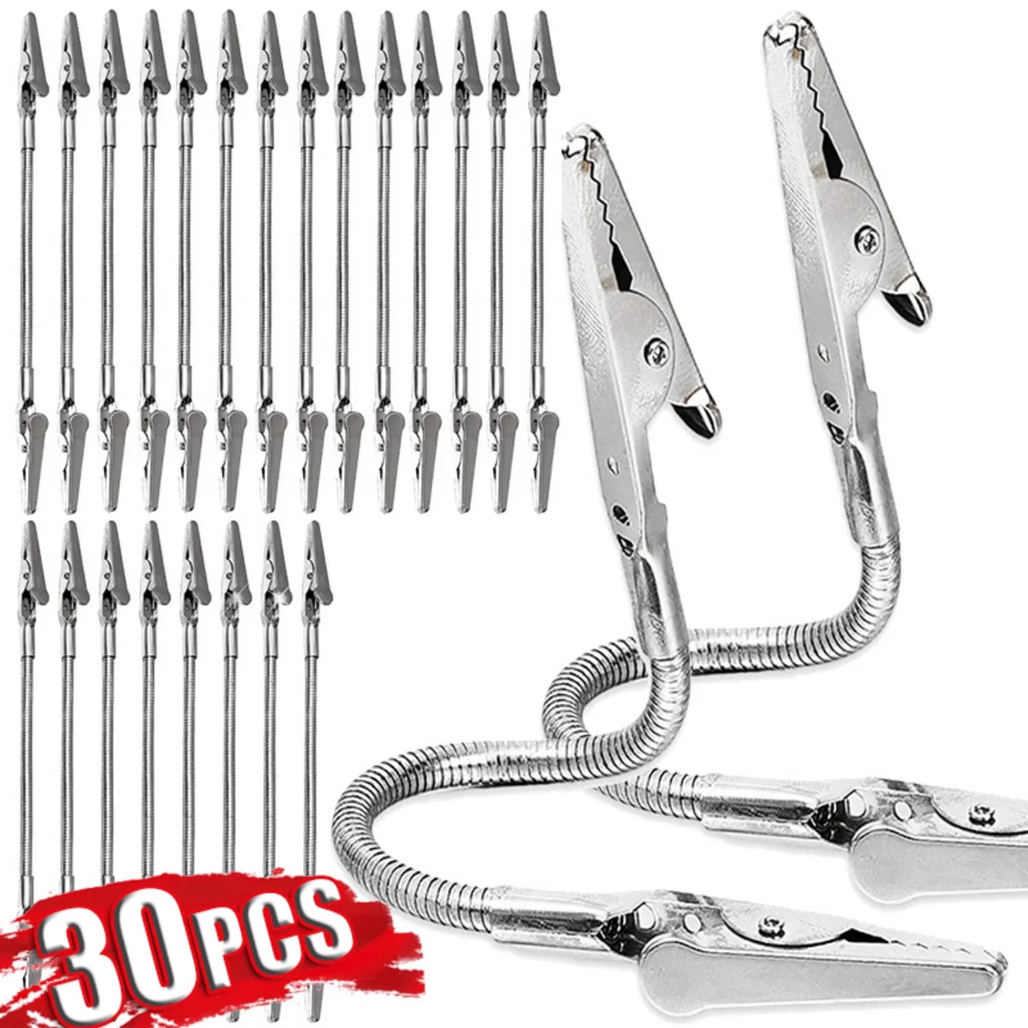 1-30pcs Double Head Alligator Clips 18cm Flexible Hose Multifunction DIY Memo Card Photo Picture Note Holders Office Accessories