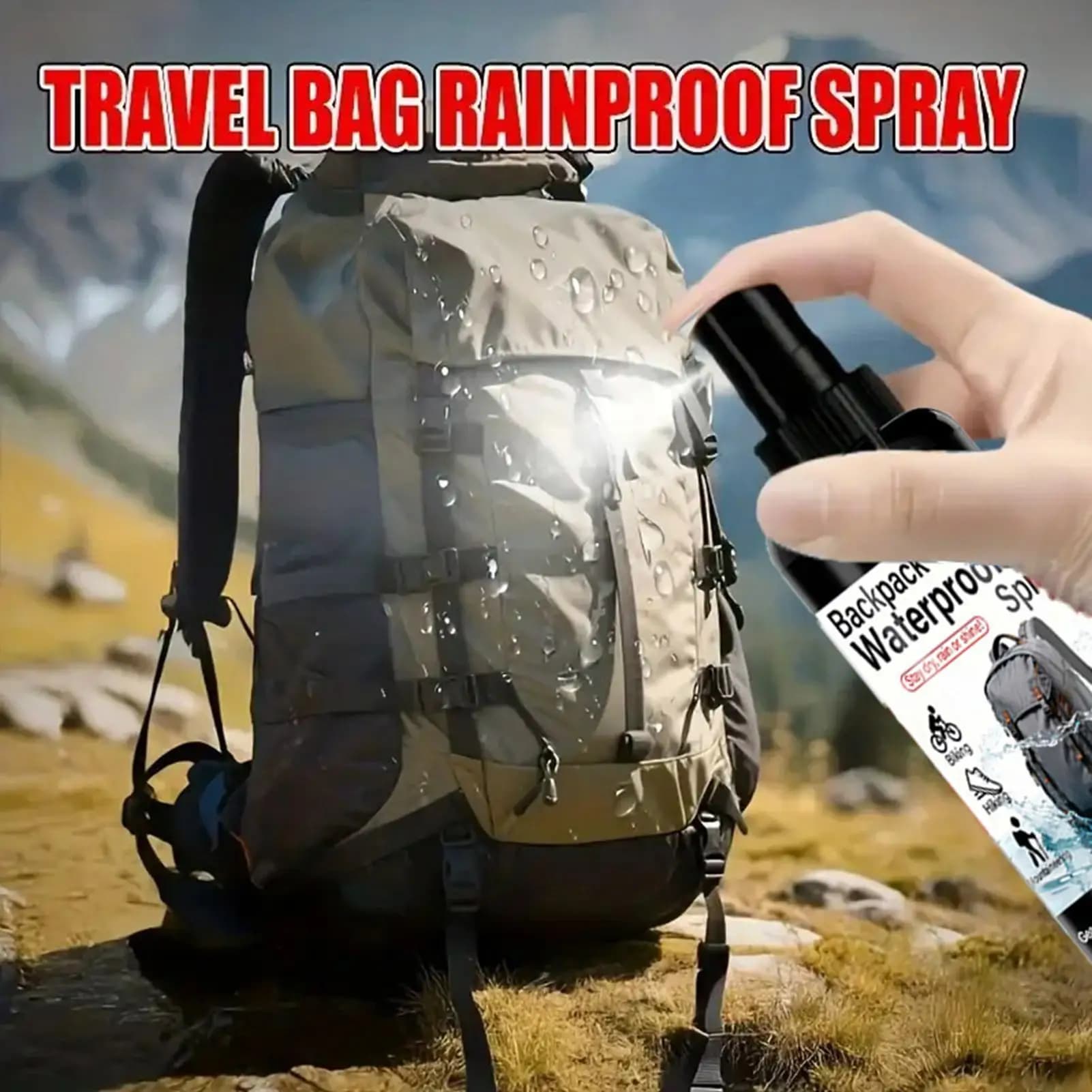 Spray Impermeabilizzante per Tessuti da Esterno 100ml, Protettore Antipioggia per Escursionismo, Campeggio, Abbigliamento, Zaino, Uso in Giorni di Pioggia