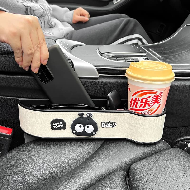 Cartoon Cute Coal Ball Car Seat Gap Storage Box Multifunctional Storage Box for Phone Sunglasses Coins Auto Interior Decro