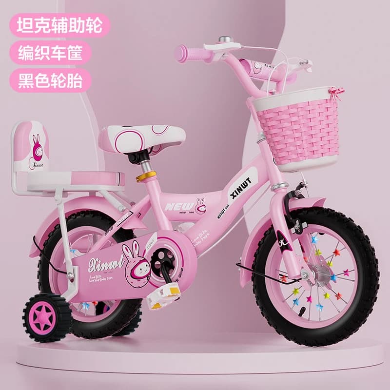 Safe Cute Kids Bicycle with Training Wheels Basket for Toddler Girls Boys Age 2 to 10 Outdoor Children Ride On Toy Perfect Gift