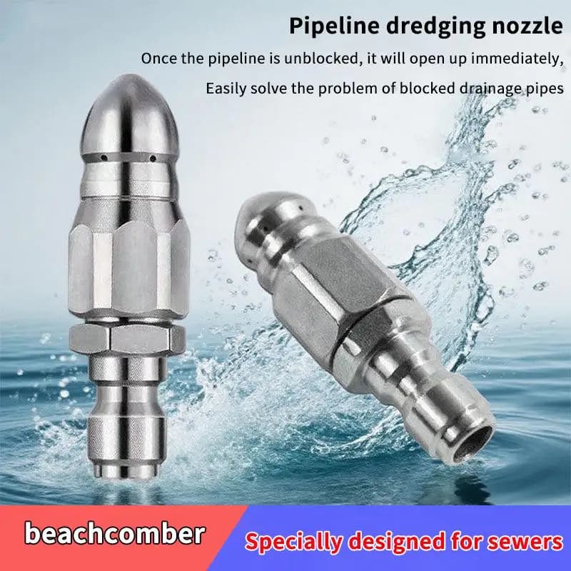 New·Water Jet High Pressure Sprayer Nozzle Clean Sewer 1/4" Stainless Steel Pressure Washer Quick Plug Drain Hose Nozzle Tool·