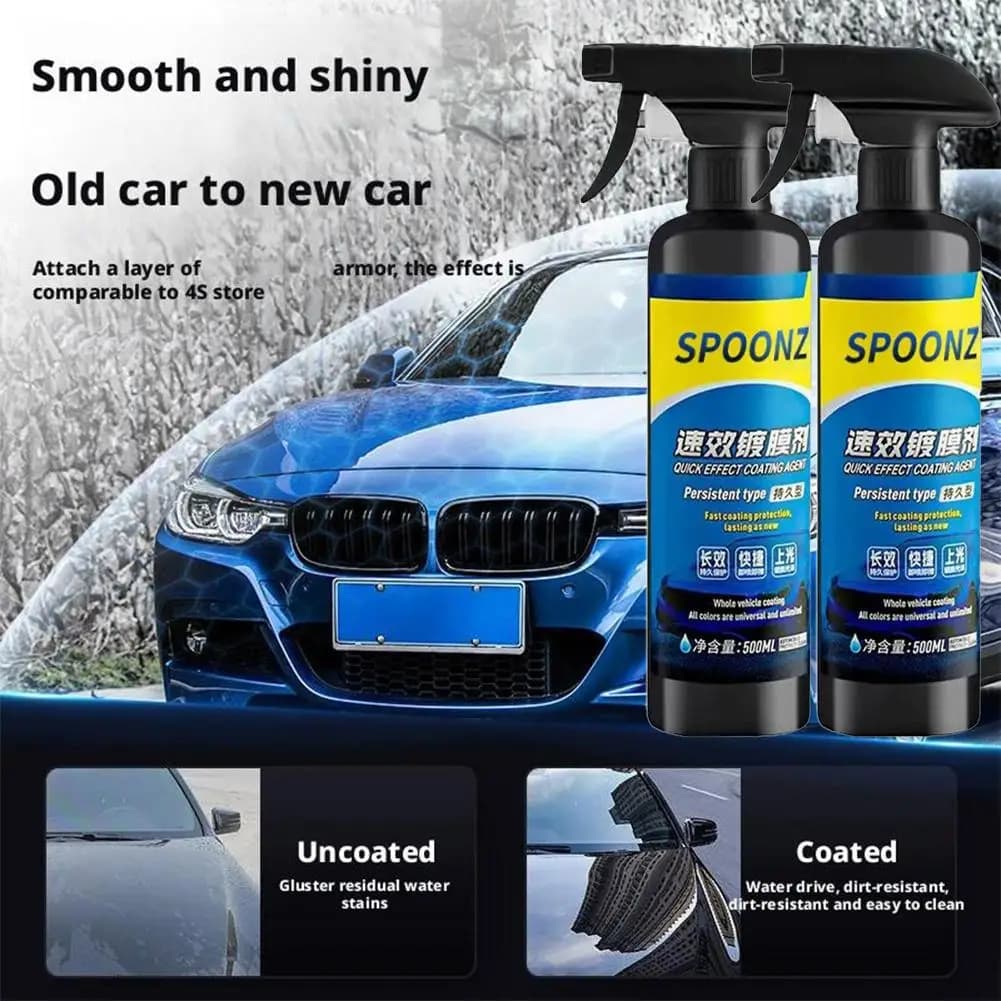 Spray per Rivestimento Auto 500ML, Agente di Rivestimento ad Effetto Rapido, Spray per Lucidatura e Protezione Auto KI