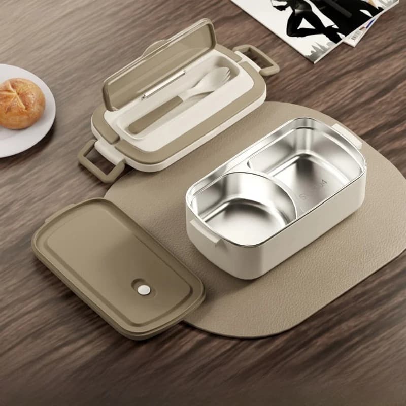 Sam 304 Porta pranzo in acciaio inossidabile con scomparti, piccolo, per studenti della scuola primaria, speciale per bambini, con due scomparti.