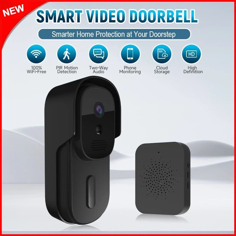 Campanello Video WiFi Tuya, Telecamera di Sicurezza Wireless, Alimentazione DC/AC a Batteria, 1080P 2MP, Impermeabile, per Casa Intelligente