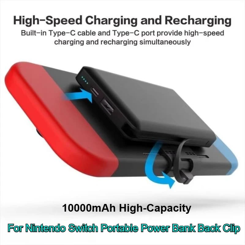 Per Nintendo Switch 10000mAh Banca di potere portatile Clip posteriore Power Pack Telefono Tablet USB TypeC Custodia per batteria a ricarica rapida esterna