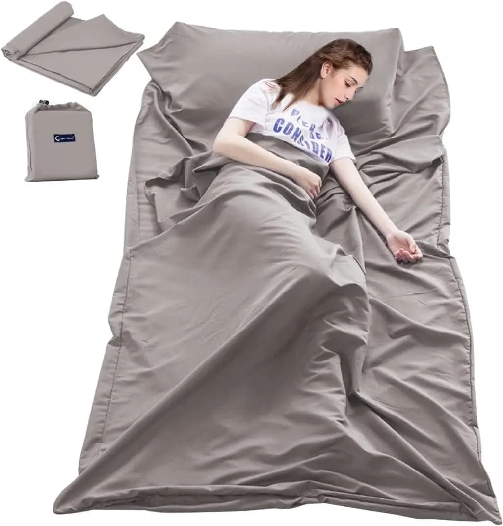 Sleeping Bag Liner Travel Sheets for Hotel Camping Sheets Travel Bed Sheets for Hotel Lightweight Single &Double Compact Sleepin