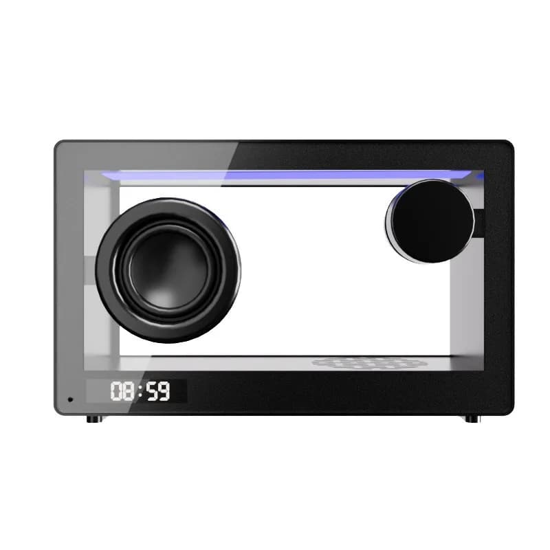 Altoparlanti Scatola trasparente Altoparlante wireless Blue Tooth con display a LED Riproduzione scheda TF