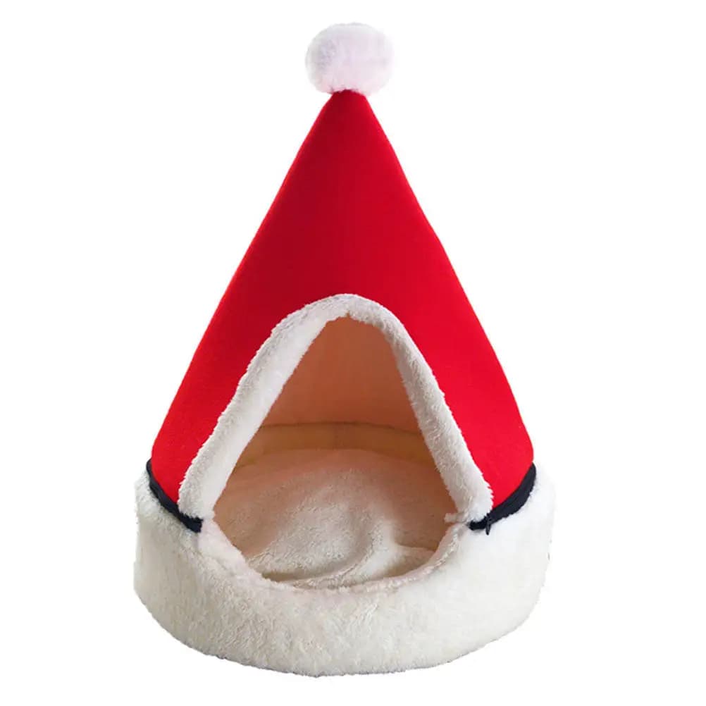 Cuccia Natalizia per Animali Domestici a Forma di Albero di Natale, Casa per Cani e Gatti in Materiale Resistente, Interno Accogliente, Design Semi-Chiuso, Tenda Lavabile