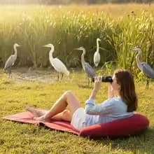 U‑Shaped Pillow Inflatable Beach Lounge Mat Waterproof Foldable Portable for Beach Camping Travel