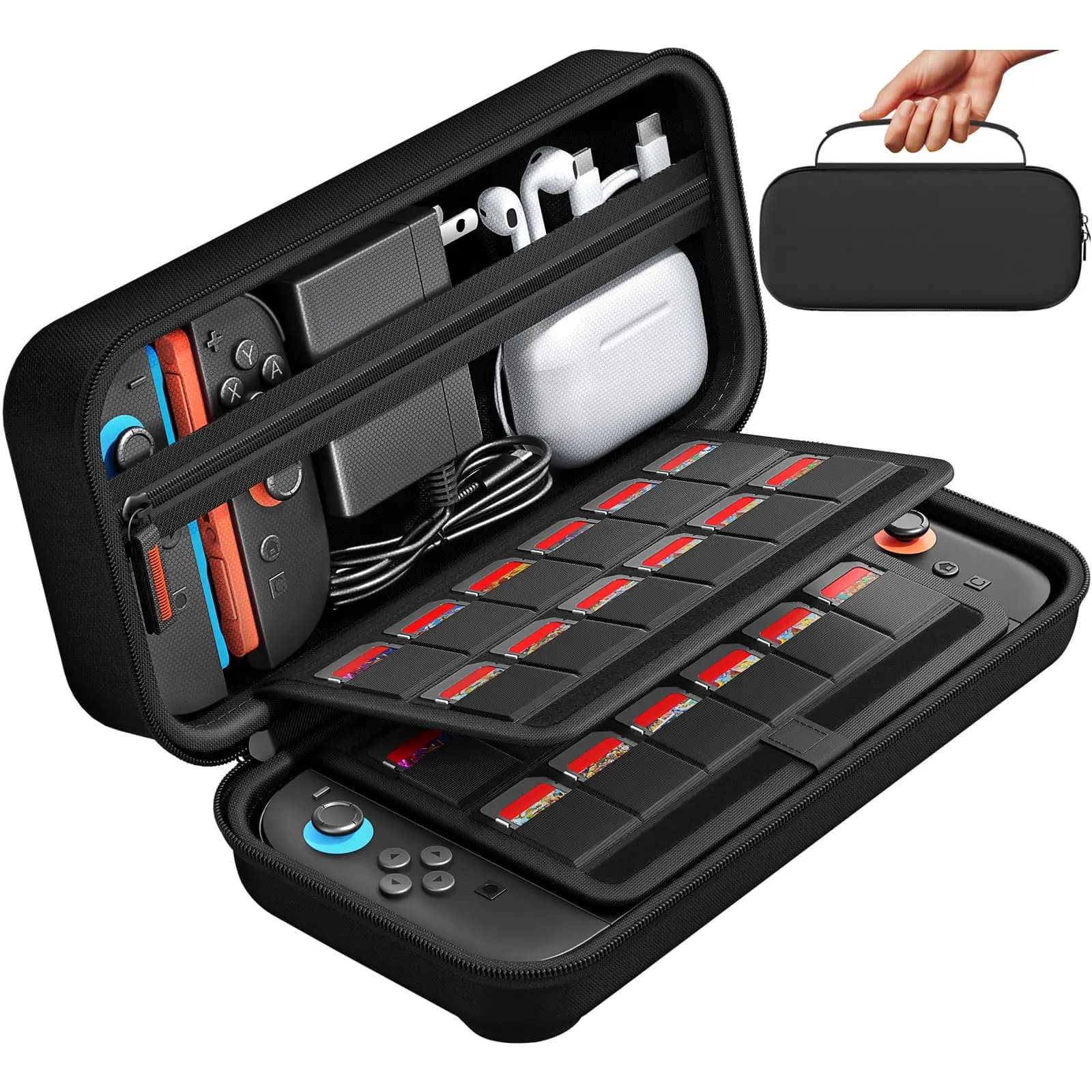 Custodia Protettiva per NS Switch 2 con 24 Slot per Schede di Gioco, Borsa Portatile Impermeabile in EVA per Accessori NS Switch 2