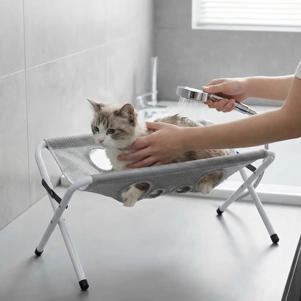 Adjustable Detachable Pet Grooming Hammock, Breathable Scratch-Resistant Bathing Bed for Cats & Small Dogs,Multi-Use Pet Sling
