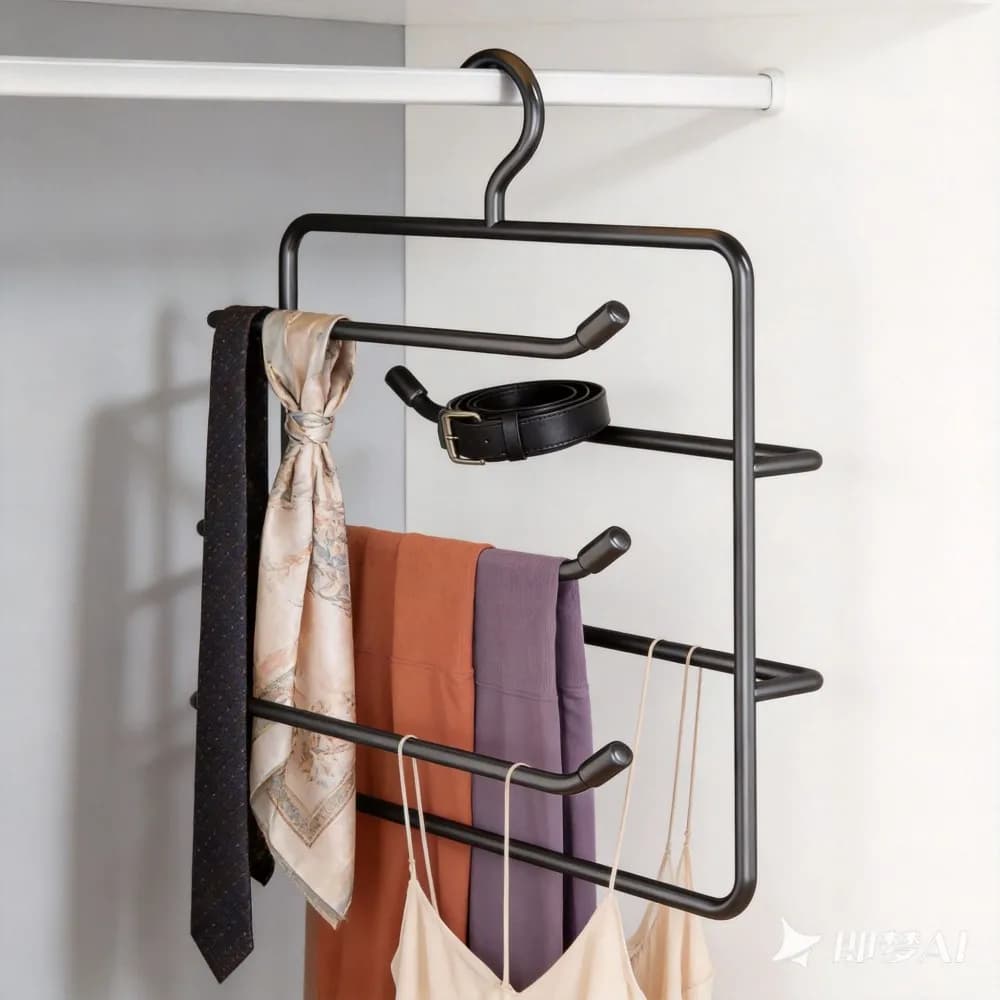 Multi-functional 5-Tier Pants Hanger, Foldable Non-Slip Wardrobe Storage Rack, Seamless Anti-Slip Clothes Organizer for Trousers