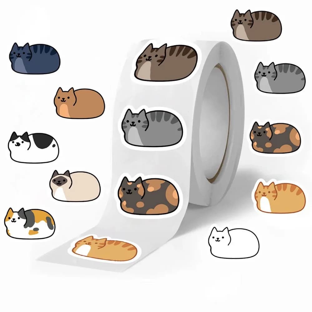 500PCS Cartoon Cat Tuo Tuo Roll Stickers Skateboard Laptop Luggage Skateboard Phone Gift Waterproof Phone Cute Gift Sticker