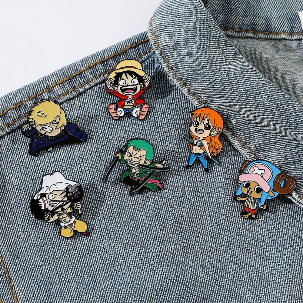6 Pcs ONE PIECE Cartoon Brooch Usopp Luffy Nami Fashion Enamel Pin Metal Badge Jewelry Clothing Backpack Accessories Gift