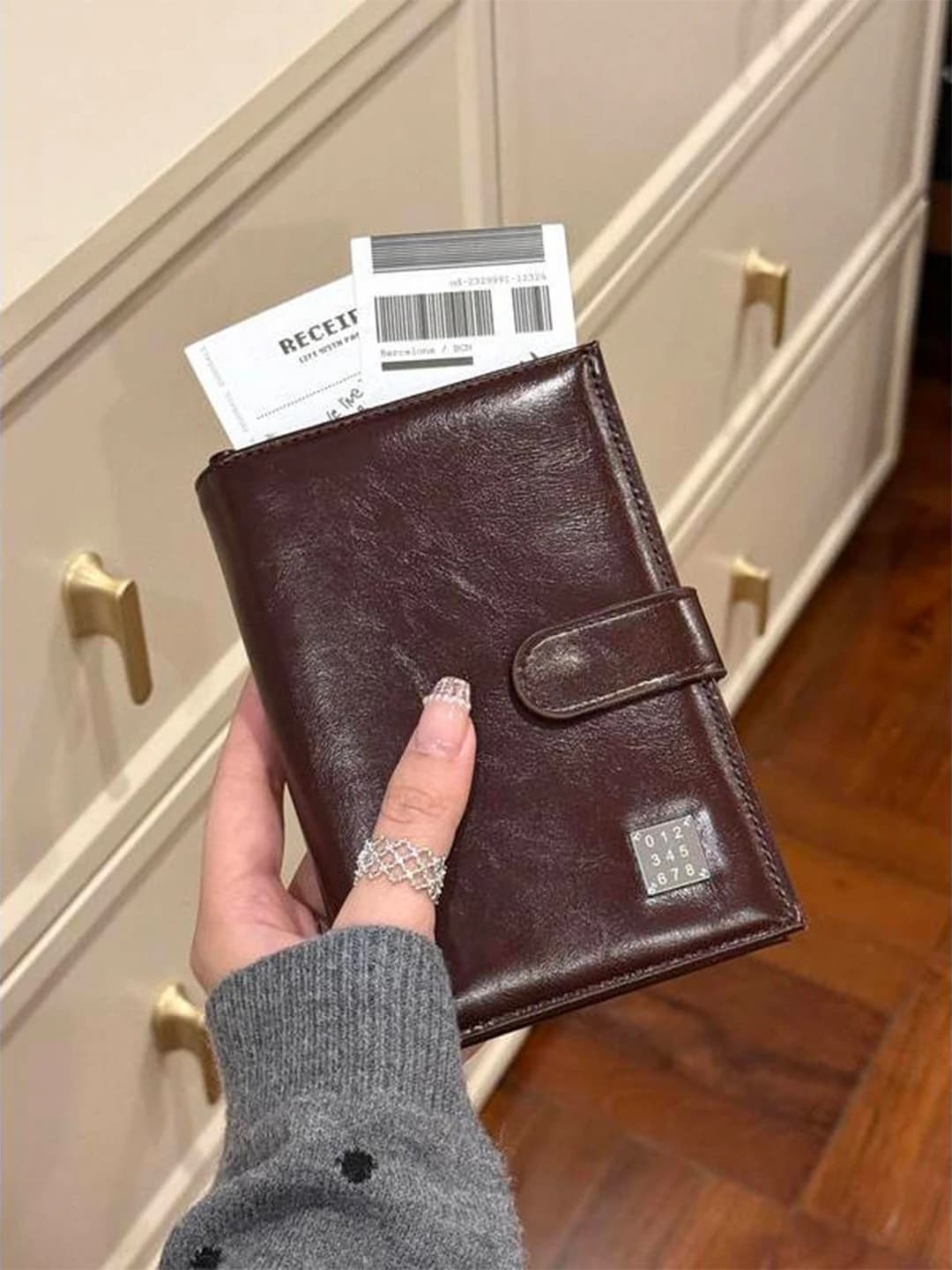 Porta passaporto da viaggio Visa portatile per carte d'imbarco Tiet Portafoglio Porta carte Borsa comoda da donna integrata