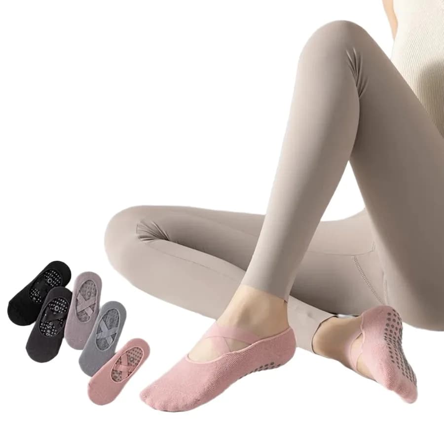 5 pairs, pilates socks for women Irisbear with grips Anti-slip yoga socks Barre Gym Socks with athletic grippies for women