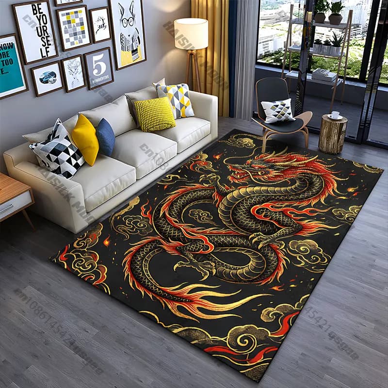 Fiery dragon power and strength carpet Yoga living room room decor children's crawling mat doormat area rug games mat