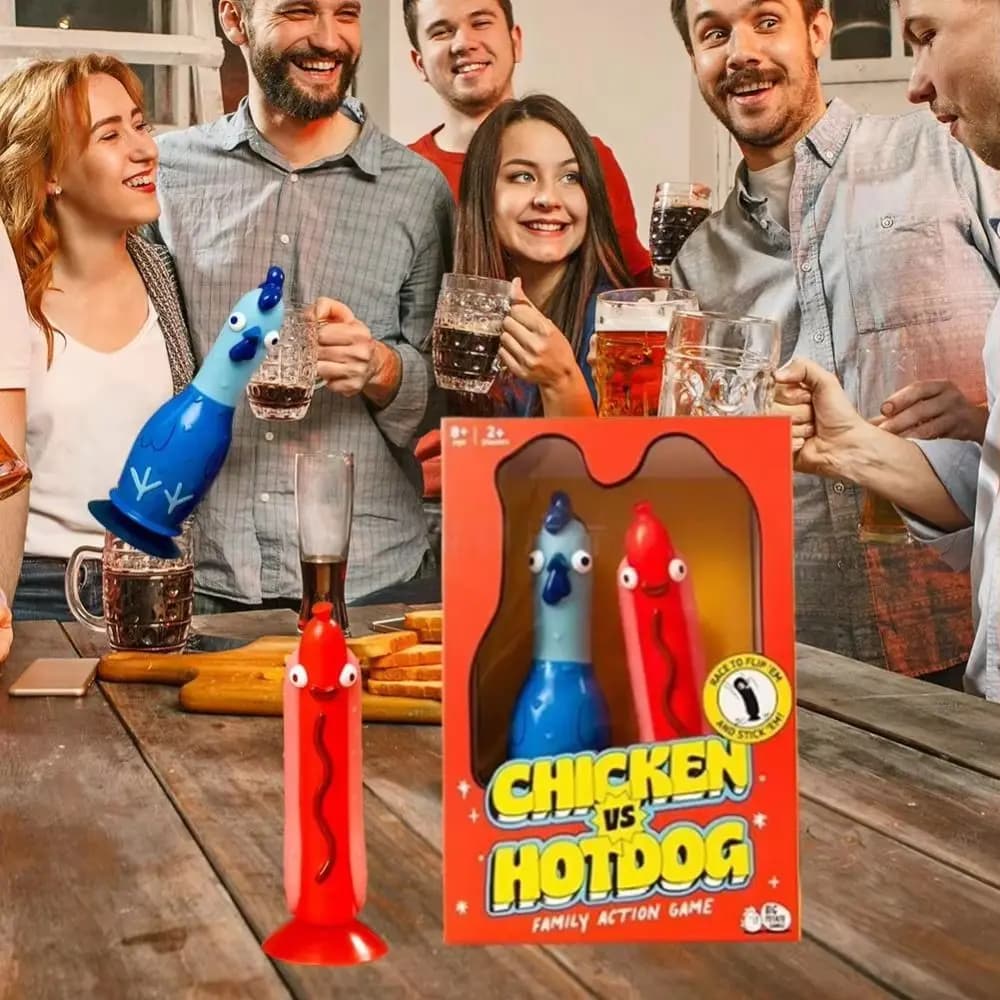 Gioco da Tavolo Strategico Veloce Pollo vs Hotdog, Set Gioco Interattivo Educativo Pollo vs Cane, Cartone Animato Fai da Te
