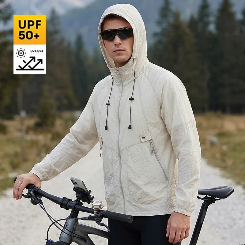 Abbigliamento Protettivo Solare per Esterni, Giacche Estive da Escursionismo UPF50+, Protezione dai Raggi Ultravioletti, Giacca con Cappuccio per Coppie, per Viaggi, Escursioni e Ciclismo
