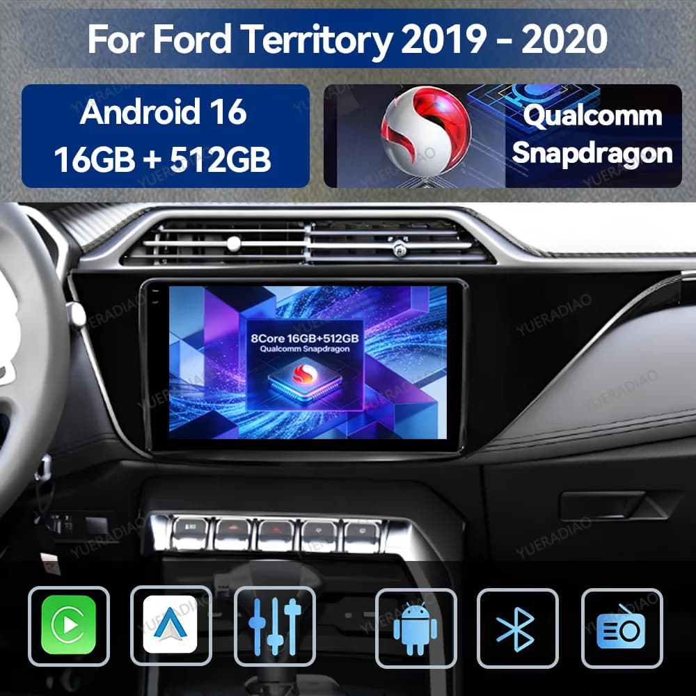 Android 16 Car Radio For Ford Territory CX743 2019 - 2020 Qualcomm GPS NAVI 2DIN QLED 4G WIFI Head Unit BT LTE 5G Carplay Auto