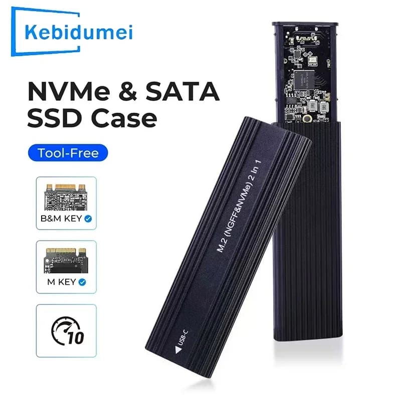Enclosure per SSD M.2 NVMe SATA 10Gbps Protocollo Singolo/Doppio M.2 a USB Tipo C 3.1 Custodia Esterna per Disco Rigido SSD Supporto Chiave M/Chiave B+M