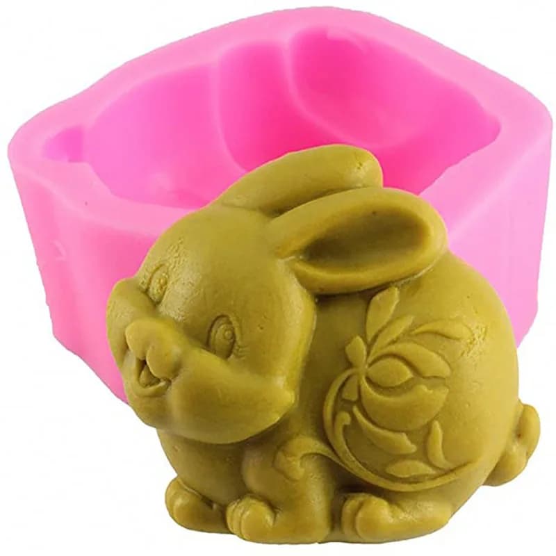 Stampo per sapone in silicone per coniglio Stampo per coniglietto per il giorno di Pasqua per fondente, decorazione per torte Stampo in silicone per argilla polimerica per la produzione di sapone