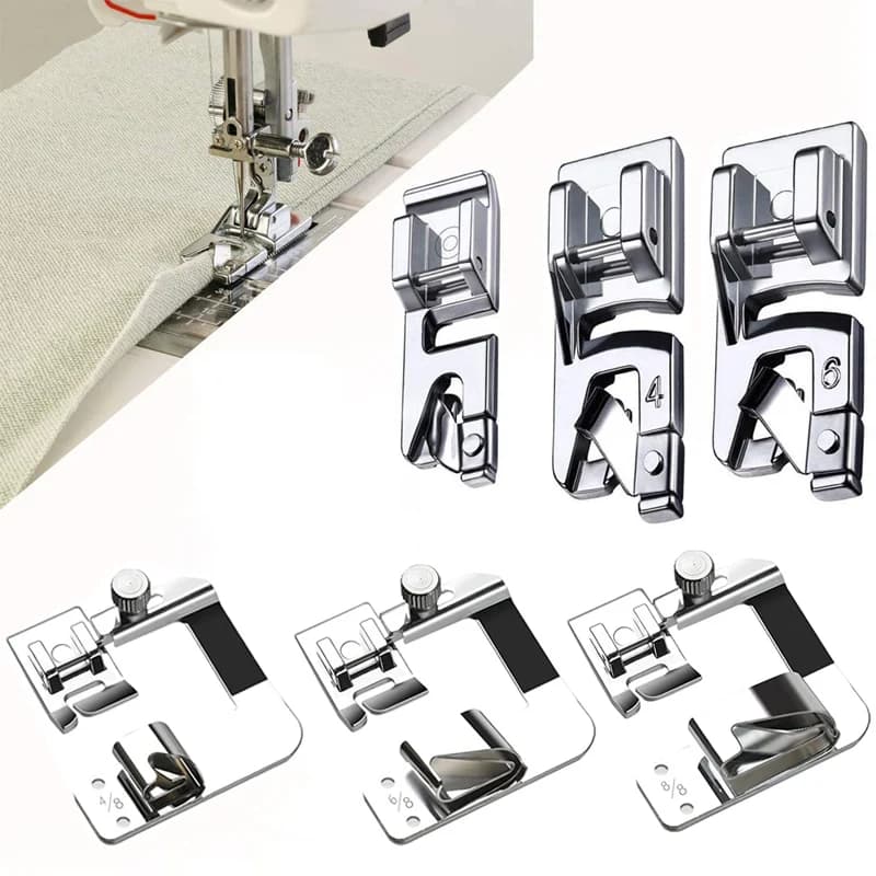 3 Pieces Roasted Hem Sewing Machine Hole Kit Foot For Singer Brother Janome Sewed Home Hem Roasted Hem
