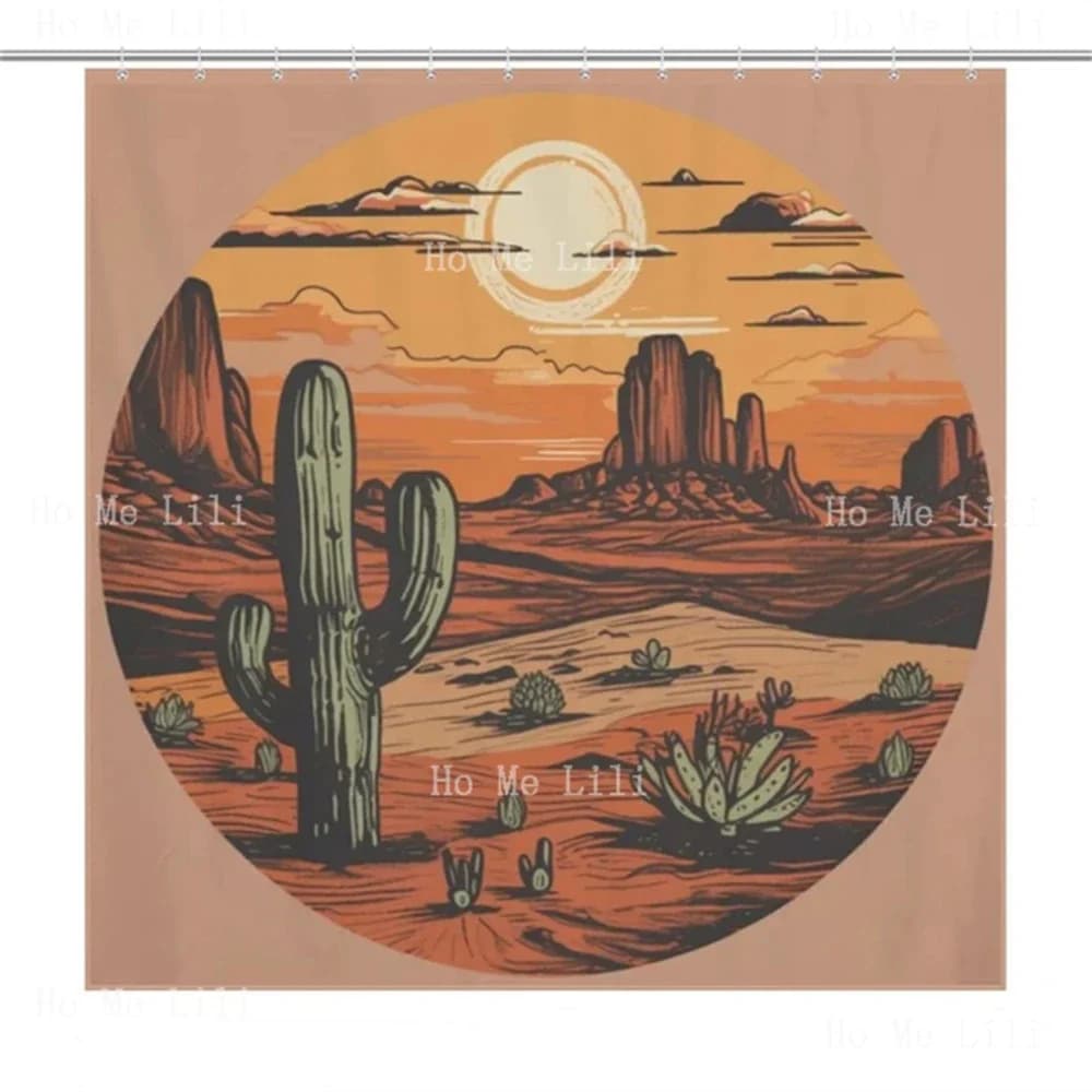 Cowboy Sunset Cactus tenda da doccia Western bagno Decor