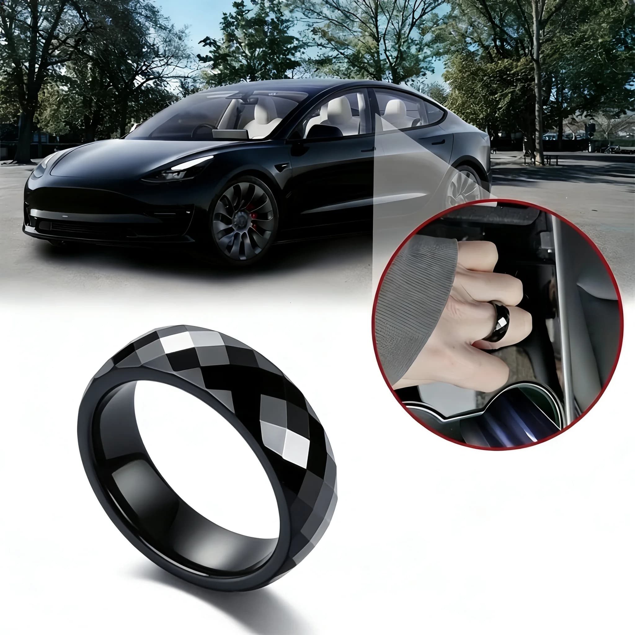 Smart Key Ring NFC Waterproof Ceramic Ring Replace Car Key Card Key Fob Made With Original Card Chips For Tesla Model 3 Model Y