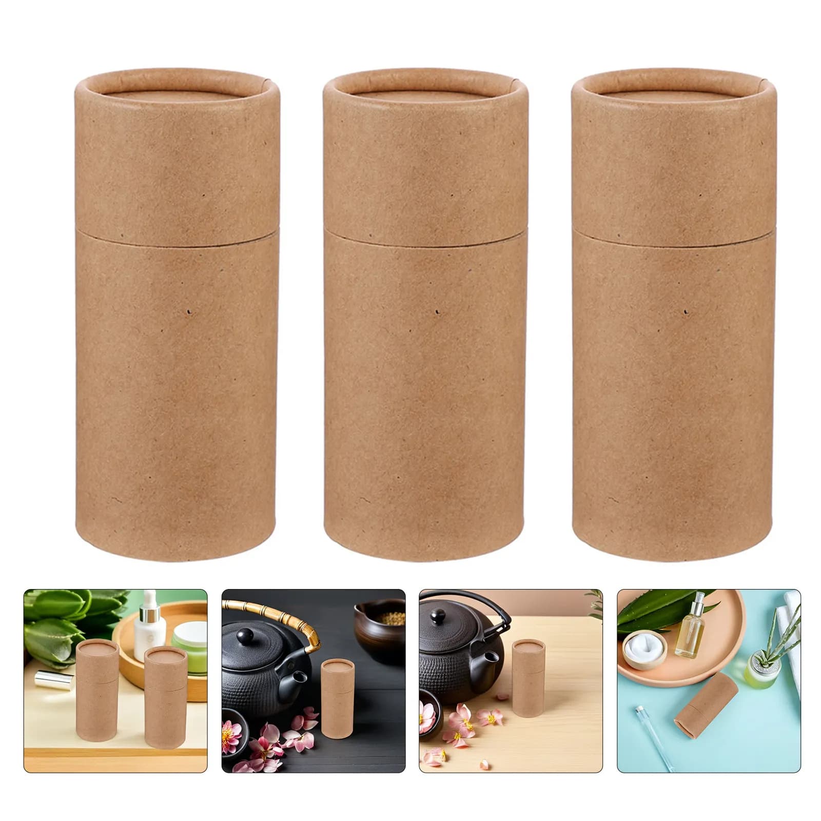 8Pcs Kraft Paper Tube Gift Boxes for Tea Leaves Essential Oil Bottles Mailing Shipping Poster Storage Document Holder Cardboard