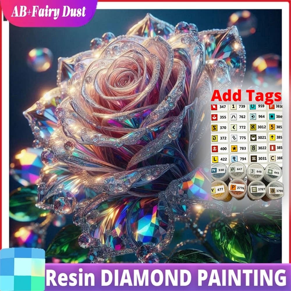 Resina AB Fairy Dust Crystal Rose 5D DIY Diamond Painting Immagine di Strass Fatta a Mano Regalo Nuova Collezione 2026 Decorativa