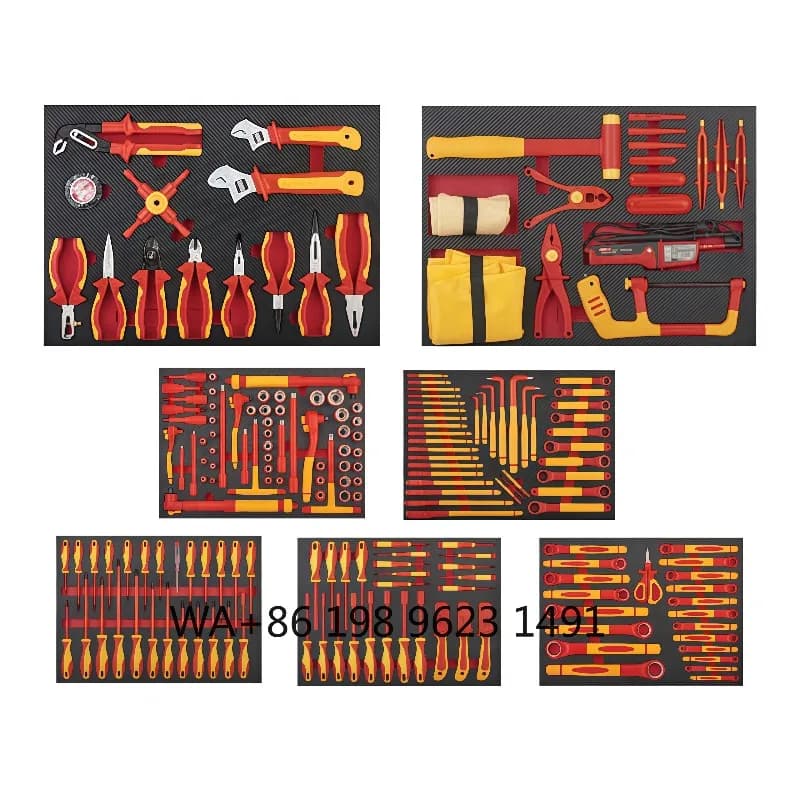 Set di Utensili Isolati ad Alta Durezza 198 Pezzi, Strumenti di Sicurezza per Alta Tensione 10000V per Elettricisti e Lavori di Riparazione