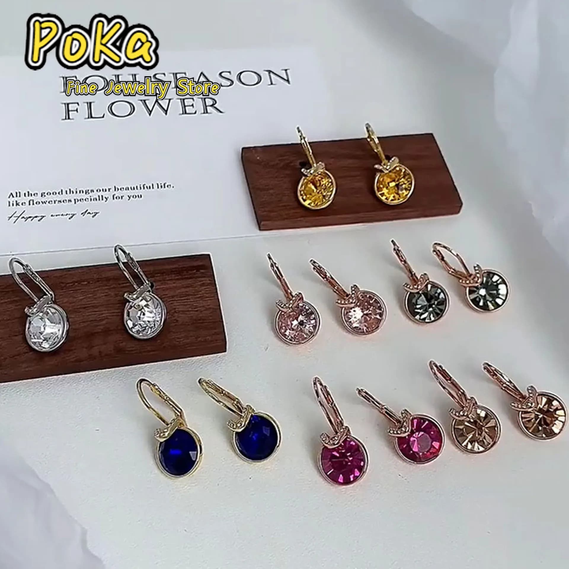 V Shaped Original Crystal Jewelry Set, Earrings, Earrings, Fine, Small and Bright, With Daily Pendants, Anniversary Gift for Women