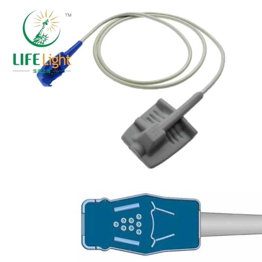 Compatible monitor GE OHMEDA, Tuffsat OXY-F-UN. Spo2 Connector Reusable, Spo2 Cable for Pulsoxmeter